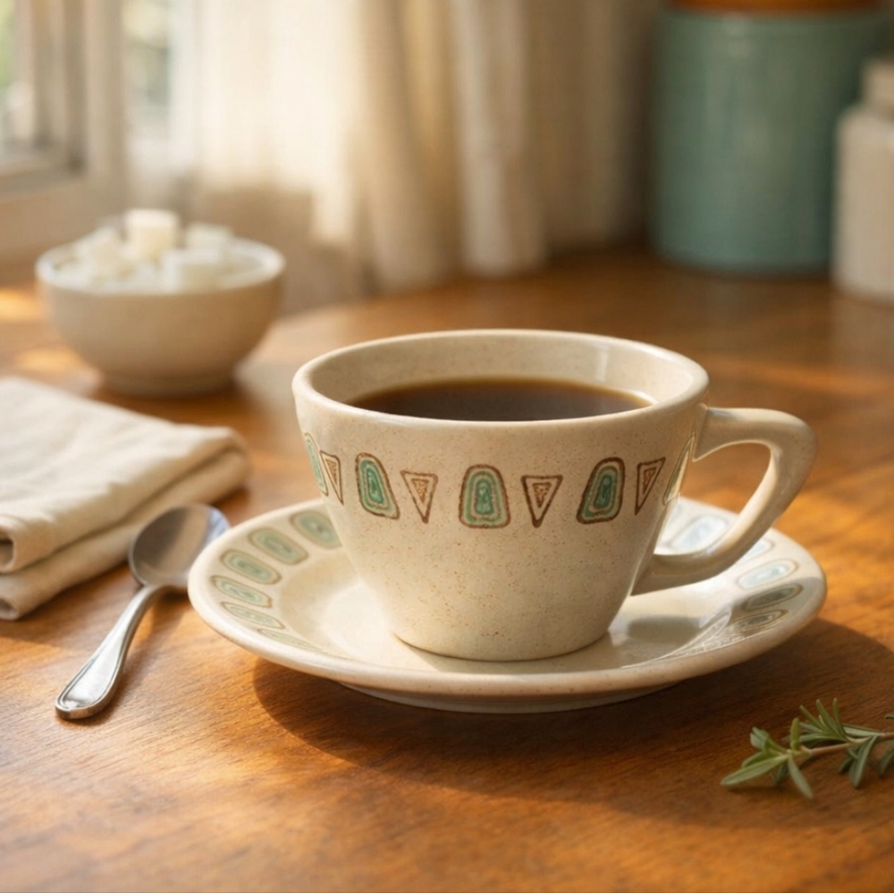 Vintage Poppytrail by Metlox Navajo Cup & Saucer  Mid-Century California Pottery